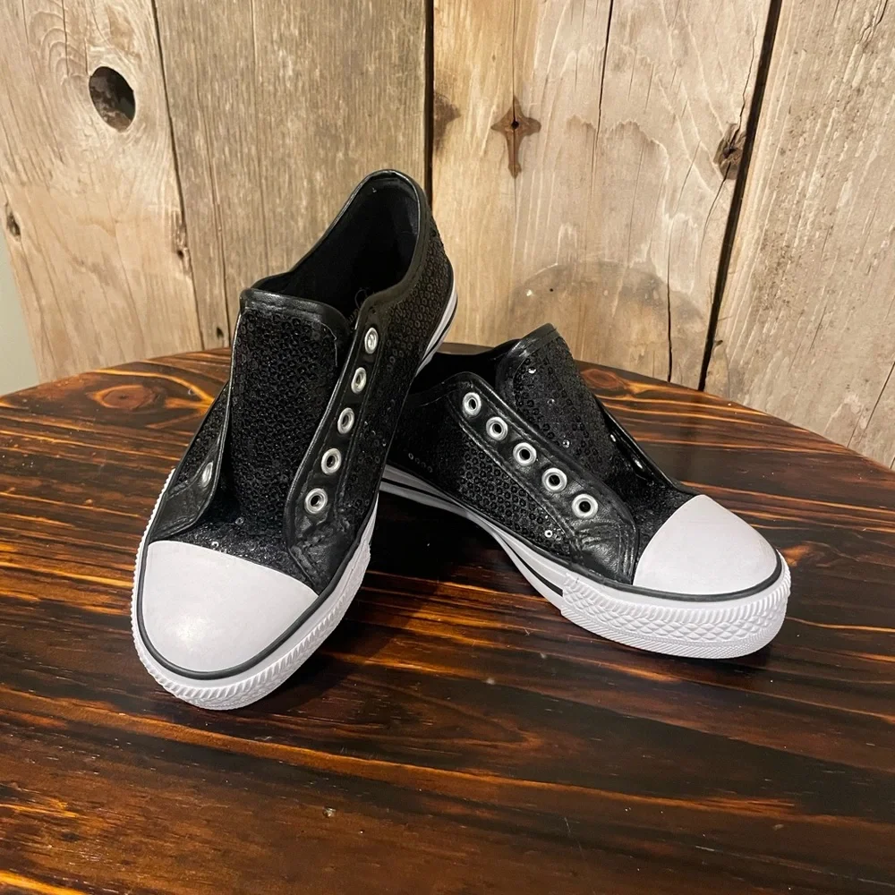 Black Sequin Sneakers - Picture 2 of 5
